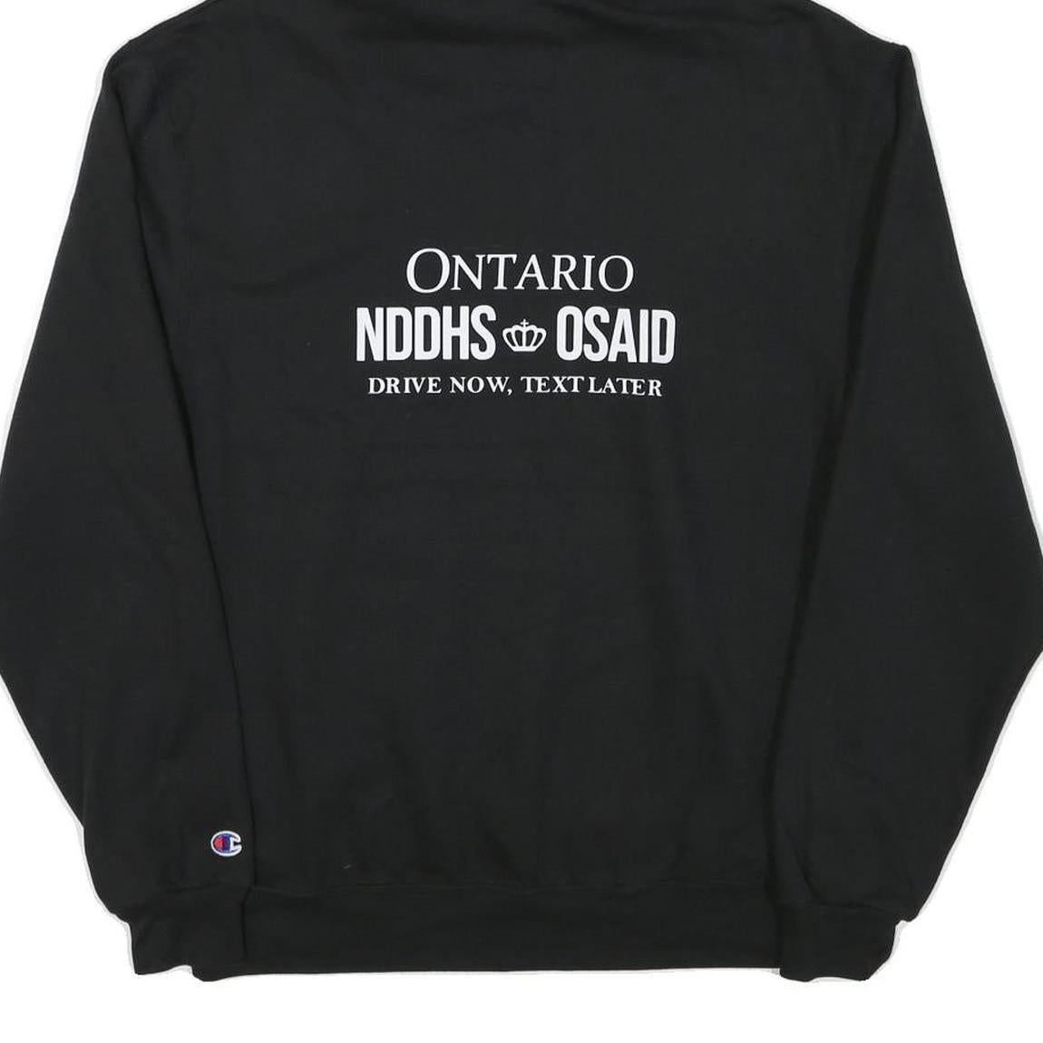 CHAMPION Mens Black Cotton Blend Pullover Hoodie M Graphic Print