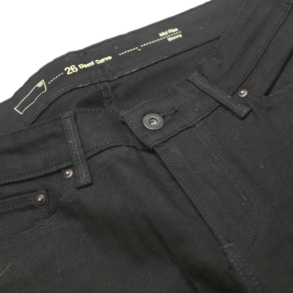 LEVI'S Womens Slim Black Jeans Denim W26 L30 Classic Style Zip Closure