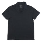 CALVIN KLEIN JEANS Mens Black Cotton Blend Short Sleeve Plain Polo Shirt XL