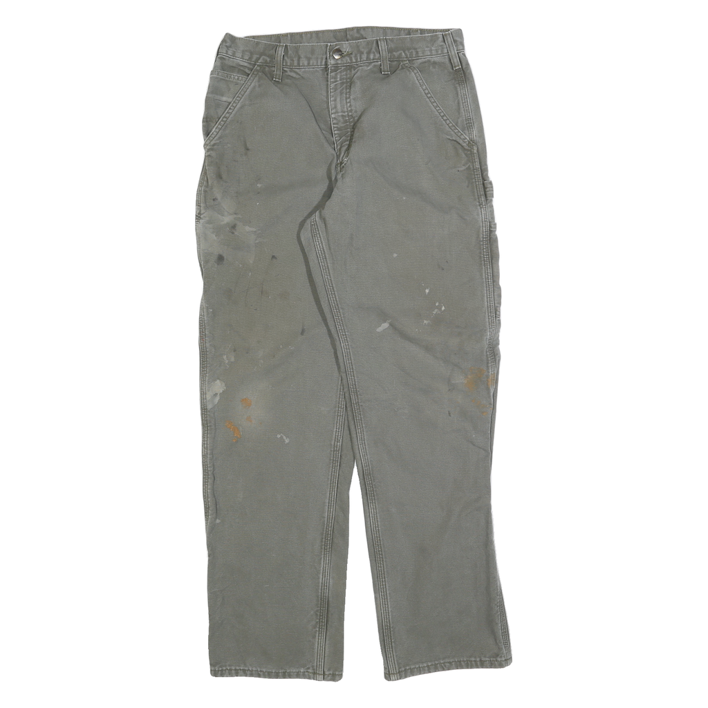 DICKIES Mens Cotton Blend Grey Regular Straight Trousers W33 L32 Workwear