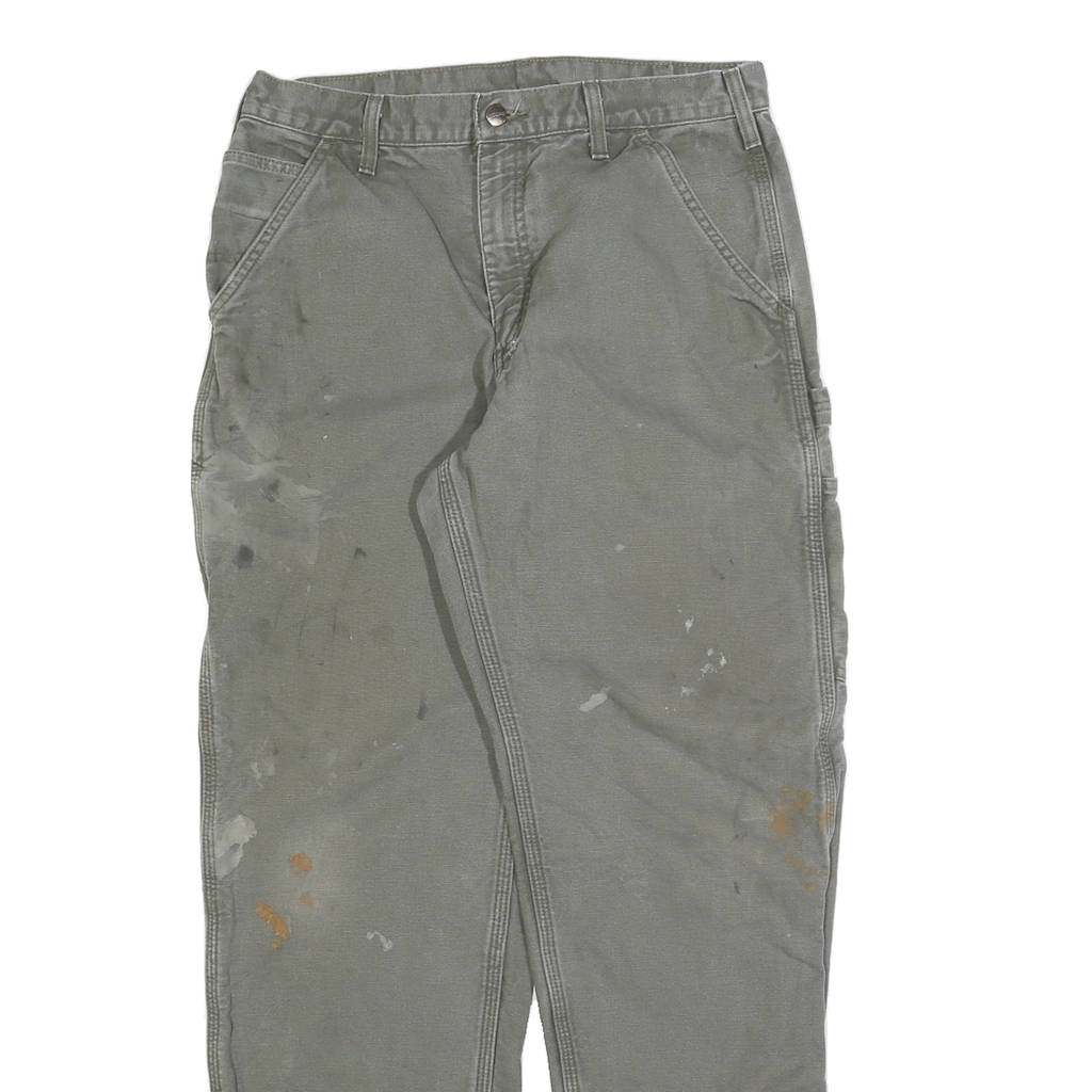 DICKIES Mens Cotton Blend Grey Regular Straight Trousers W33 L32 Workwear