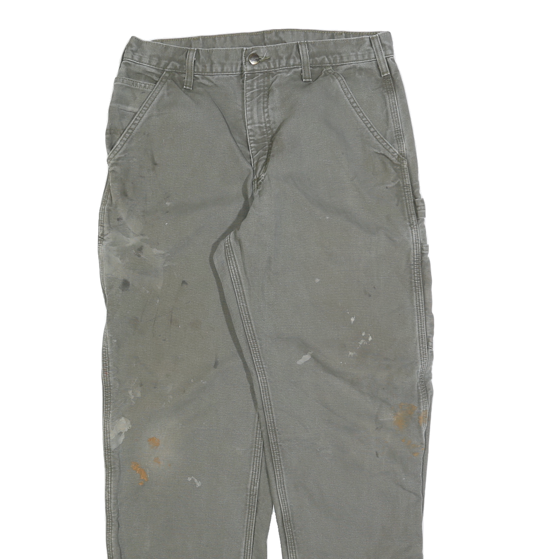 DICKIES Mens Cotton Blend Grey Regular Straight Trousers W33 L32 Workwear