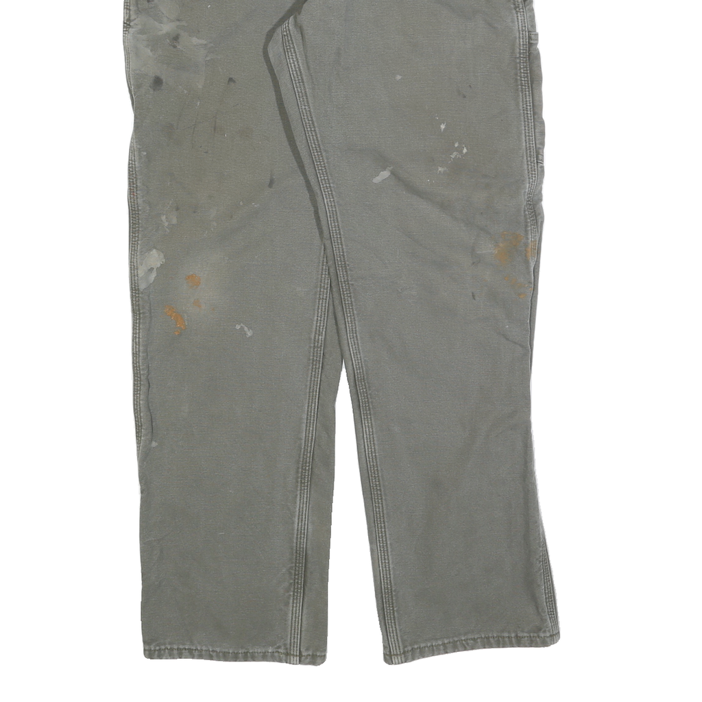 DICKIES Mens Cotton Blend Grey Regular Straight Trousers W33 L32 Workwear