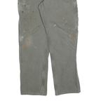 DICKIES Mens Cotton Blend Grey Regular Straight Trousers W33 L32 Workwear