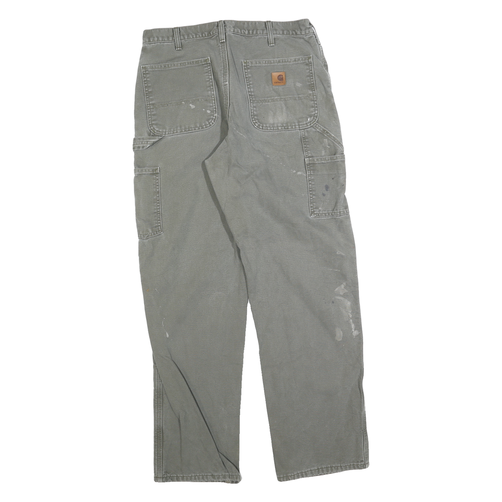 DICKIES Mens Cotton Blend Grey Regular Straight Trousers W33 L32 Workwear