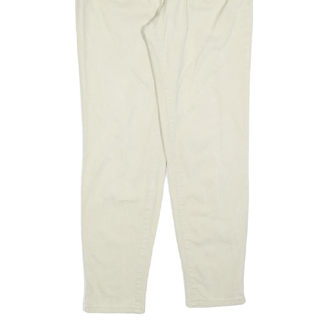 VERSACE Womens Cotton Blend Off White Regular Fit Straight Trousers W30 L30