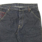 RMC Mens Shorts Blue Denim XL W34 Artistic Patchwork Cotton Blend Casual