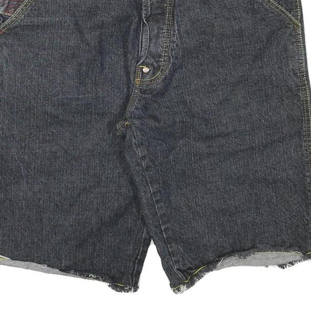 RMC Mens Shorts Blue Denim XL W34 Artistic Patchwork Cotton Blend Casual