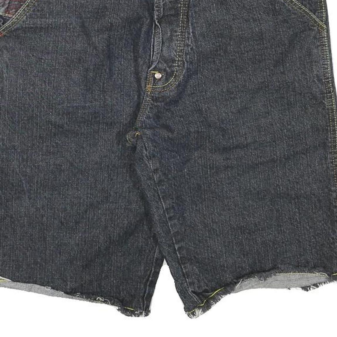 RMC Mens Shorts Blue Denim XL W34 Artistic Patchwork Cotton Blend Casual