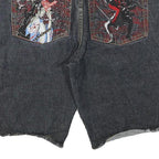 RMC Mens Shorts Blue Denim XL W34 Artistic Patchwork Cotton Blend Casual