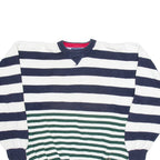 TOMMY HILFIGER Mens Patterned Jumper White Striped Tight Knit XL