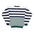 TOMMY HILFIGER Mens Patterned Jumper White Striped Tight Knit XL