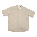 WRANGLER Mens Beige Cotton Blend Short Sleeve Shirt L Casual Utility Workwear