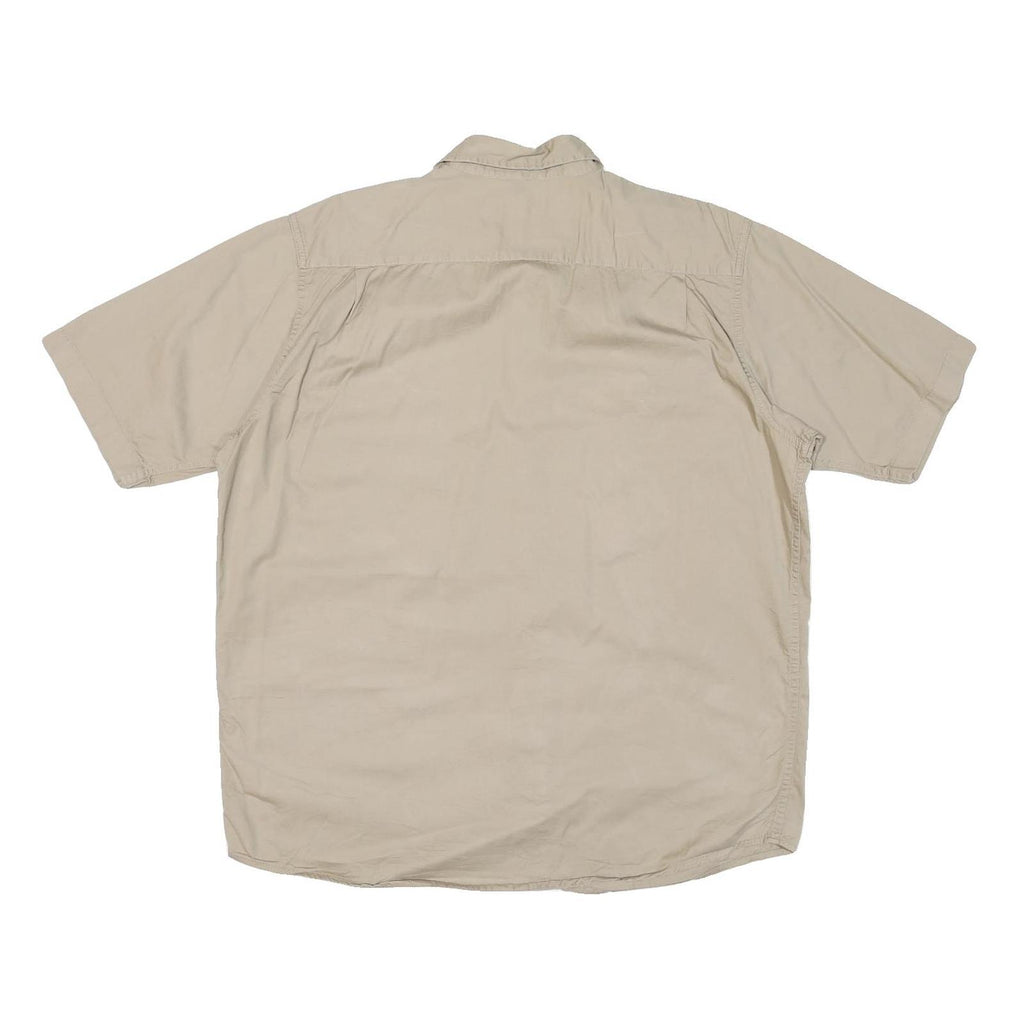 WRANGLER Mens Beige Cotton Blend Short Sleeve Shirt L Casual Utility Workwear