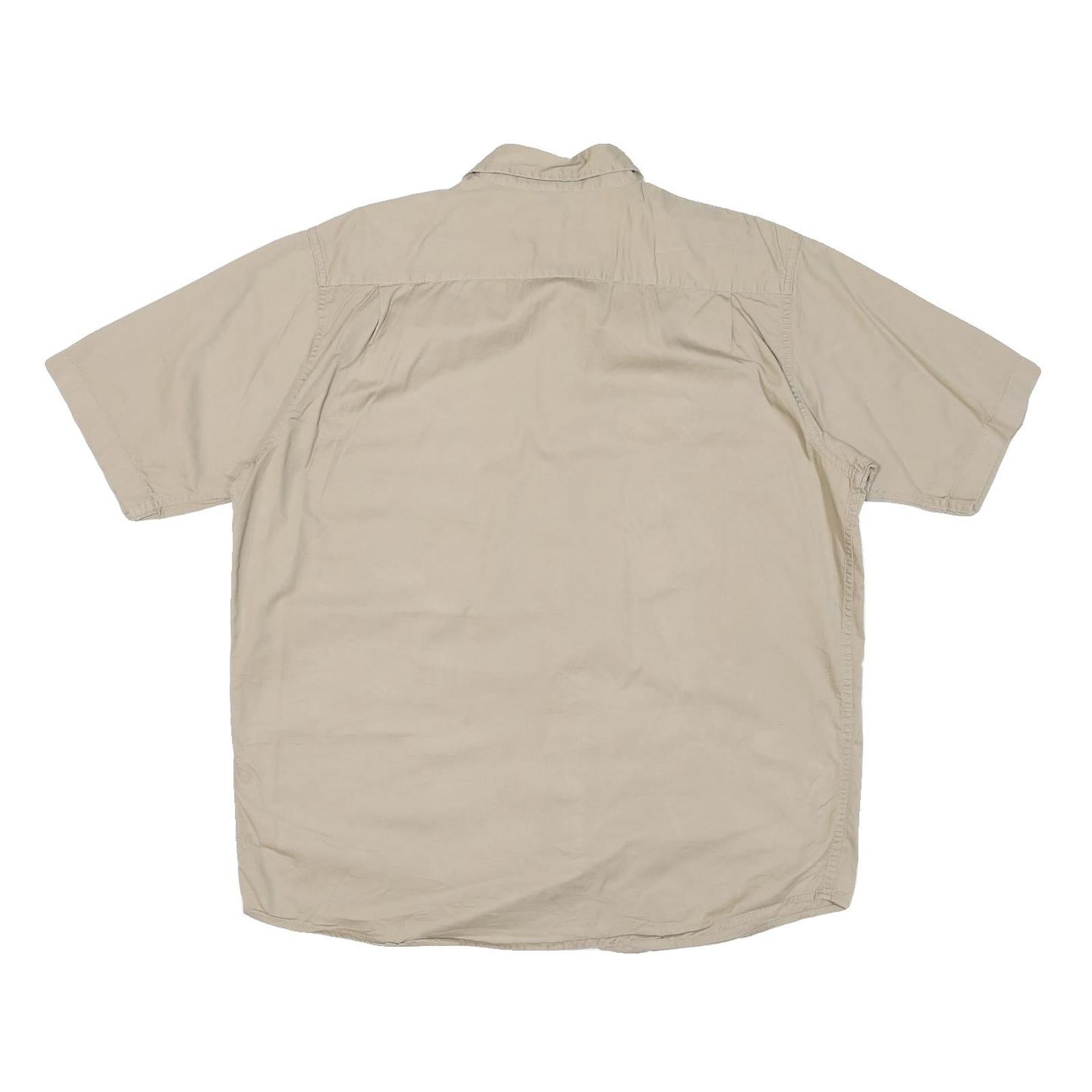 WRANGLER Mens Beige Cotton Blend Short Sleeve Shirt L Casual Utility Workwear