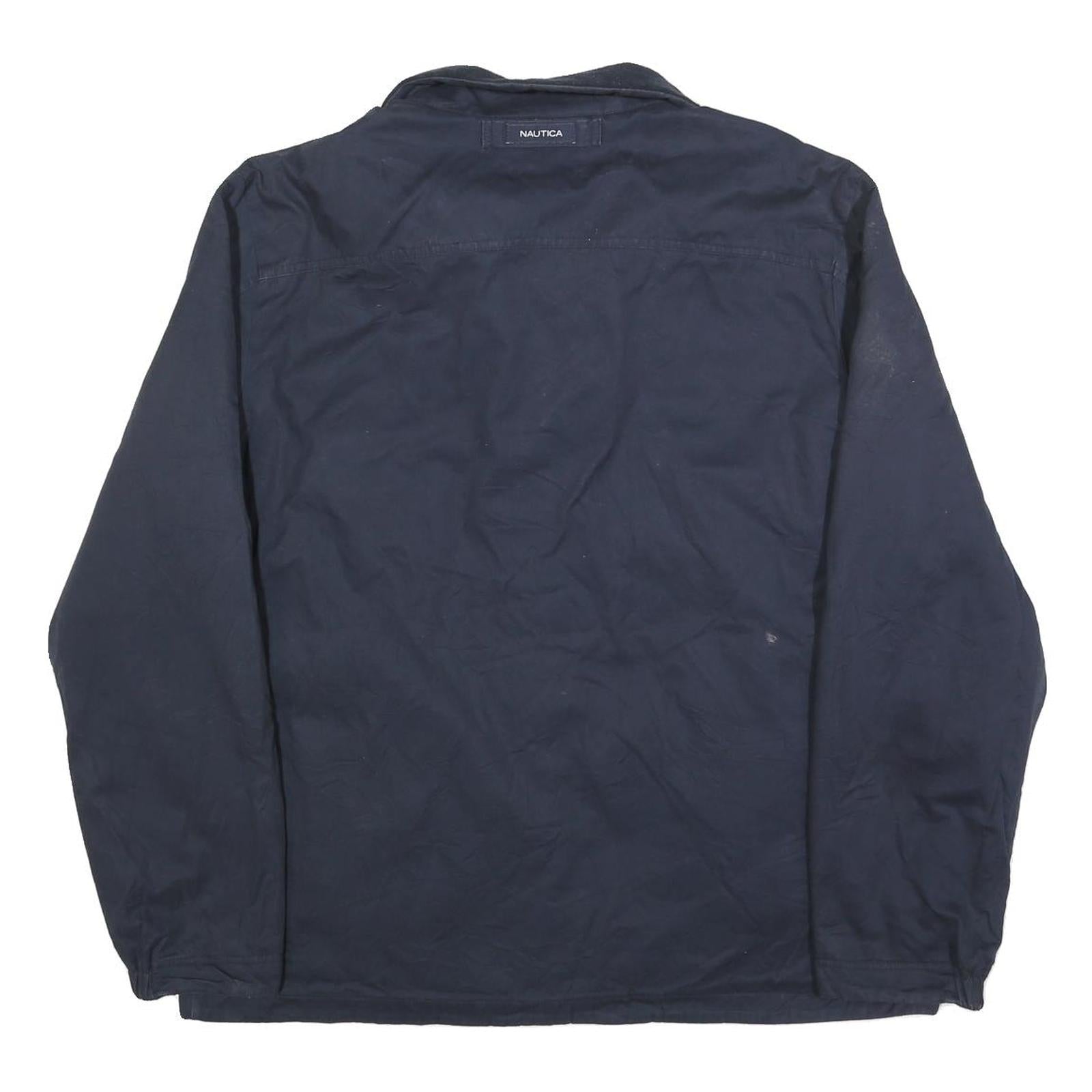 NAUTICA Mens Navy Blue Reversible Zip Jacket L Polyester Blend Plain Casual
