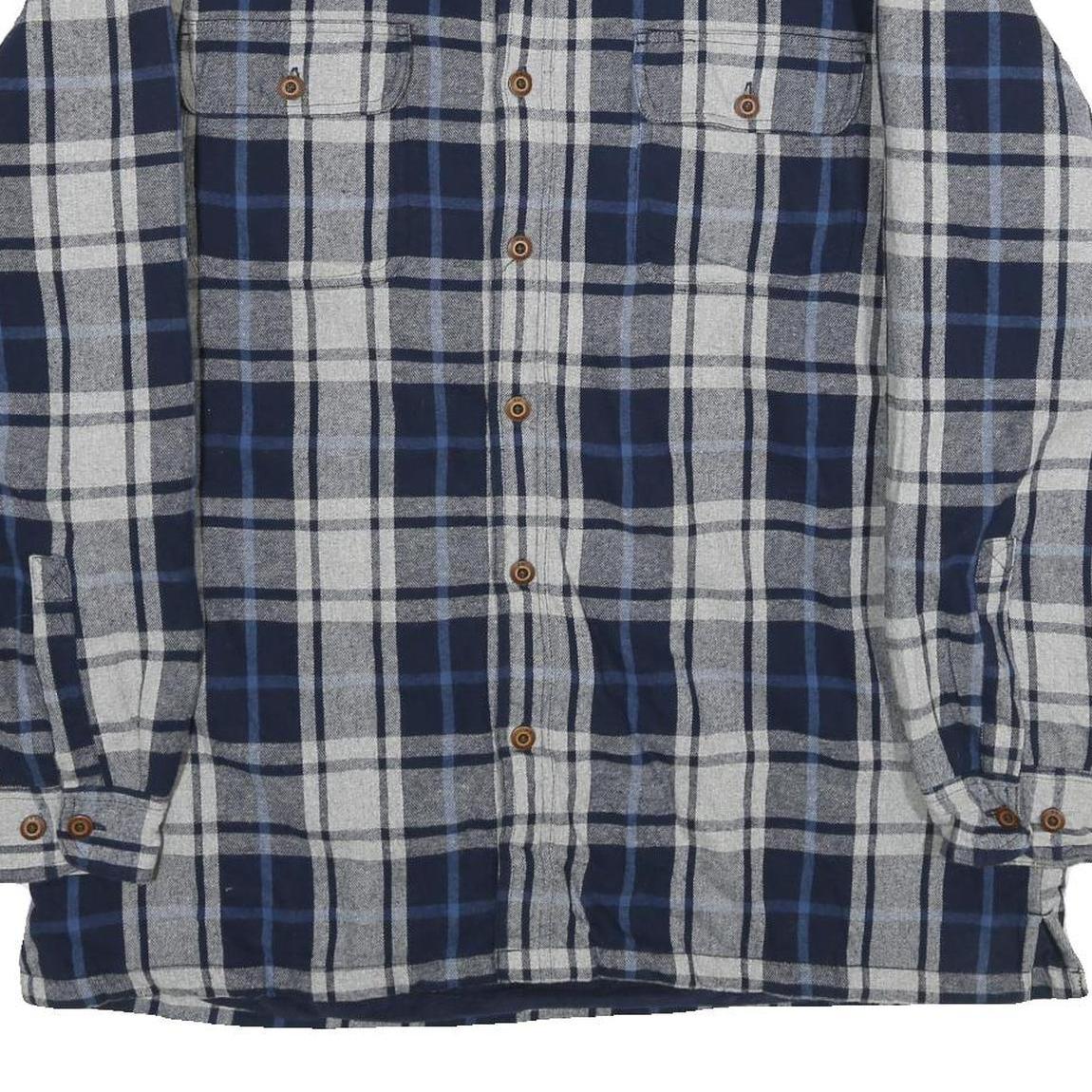 RED HEAD Mens Blue & Grey Check Cotton Blend Button Jacket XL Casual Outdoor