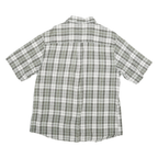 WOOLRICH Mens Green & White Check Cotton Blend Shirt L Short Sleeve Casual