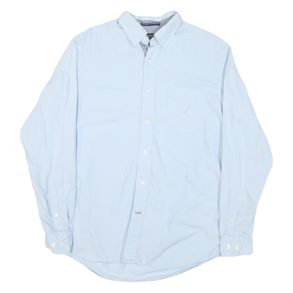 NAUTICA Mens Blue Cotton Blend Shirt M Button-Down Collar Long Sleeve Casual