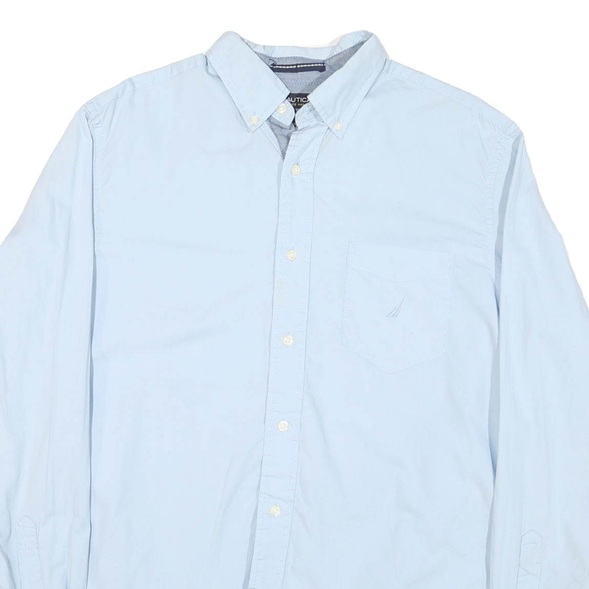 NAUTICA Mens Blue Cotton Blend Shirt M Button-Down Collar Long Sleeve Casual