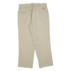 DICKIES Mens Cotton Blend Beige Regular Straight Trousers W34 L28 Classic