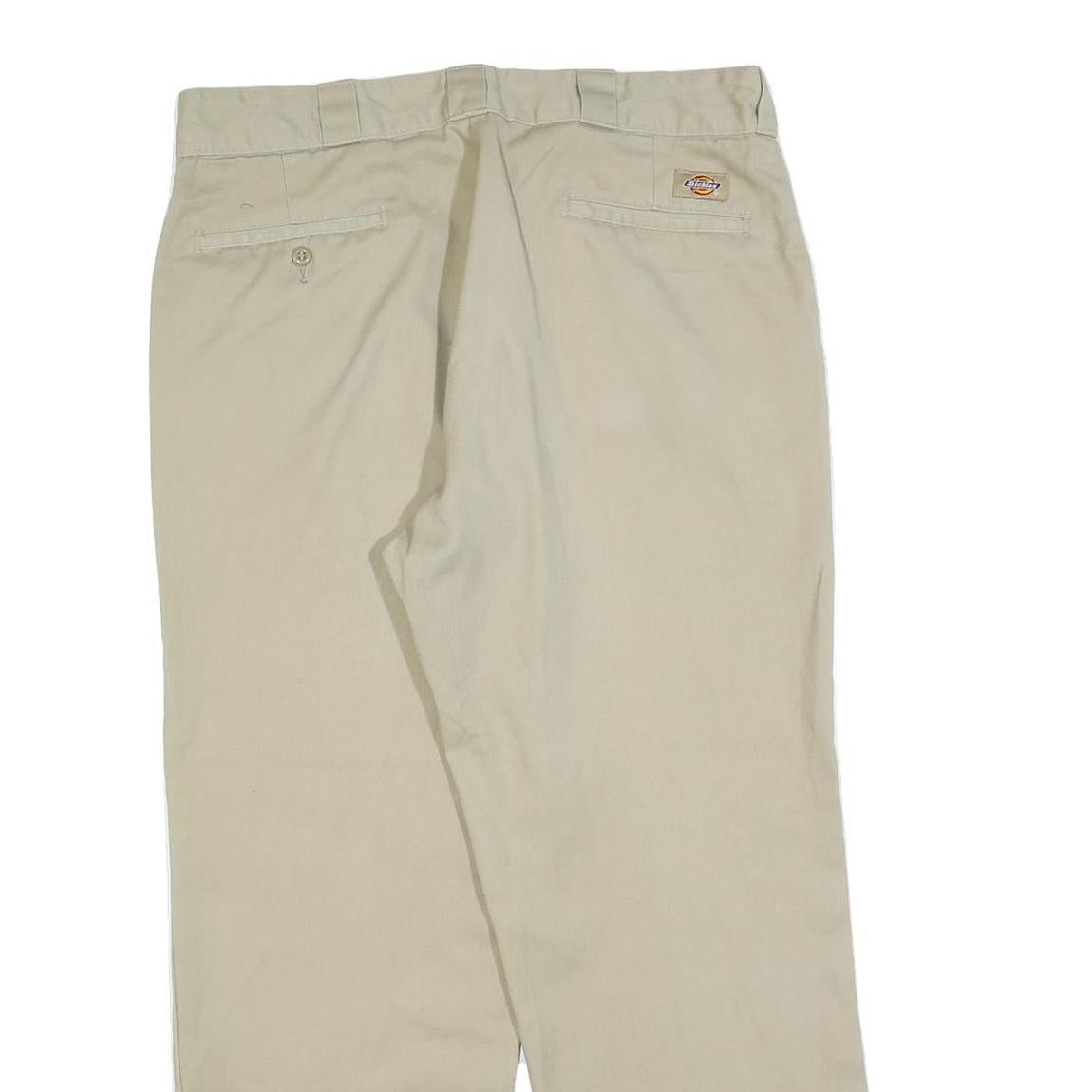 DICKIES Mens Cotton Blend Beige Regular Straight Trousers W34 L28 Classic