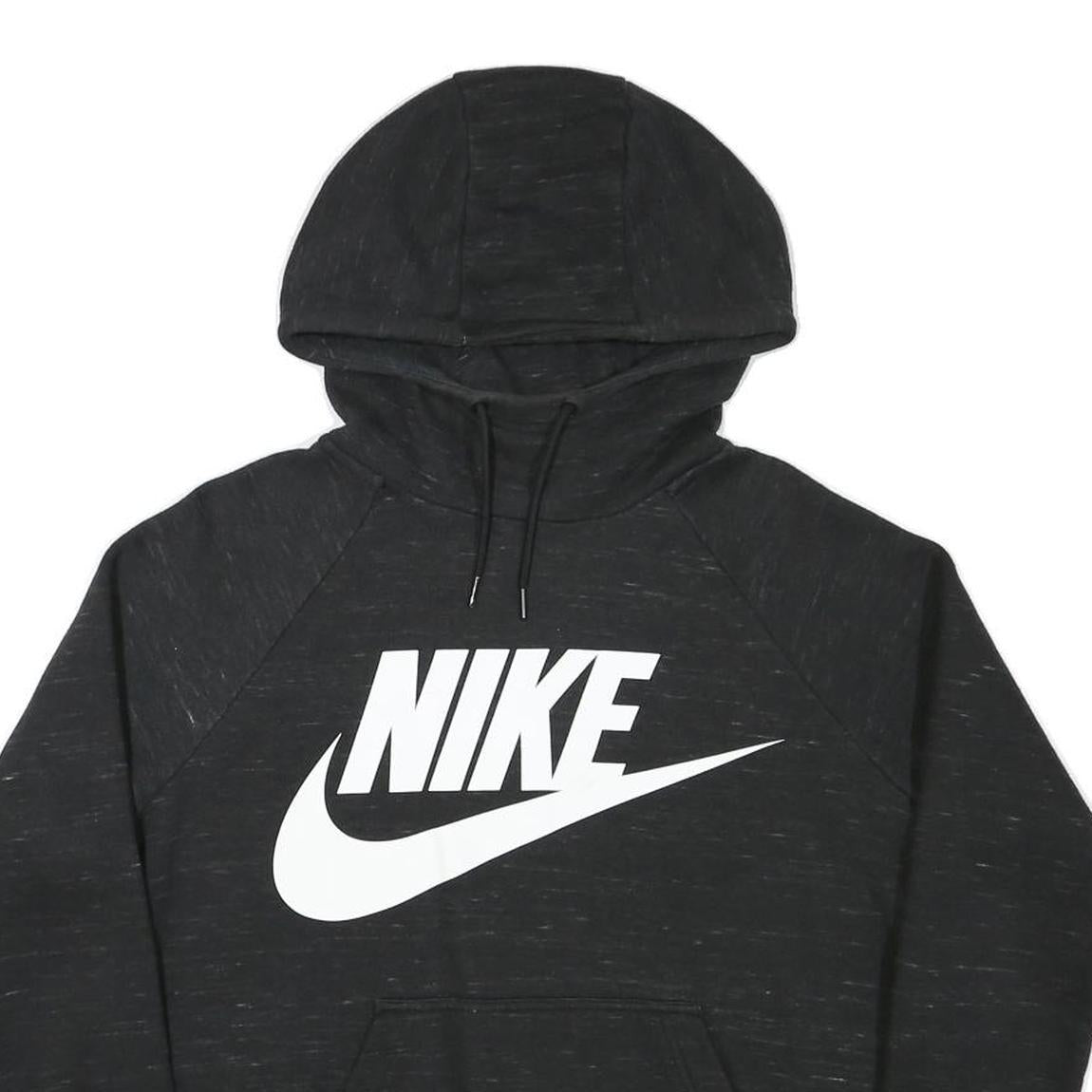 NIKE Mens Black Hoodie M Cotton Blend Pullover Casual Logo Sweatshirt