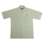 REDHEAD Fish Embroidery Mens Plain Shirt Green 90s M