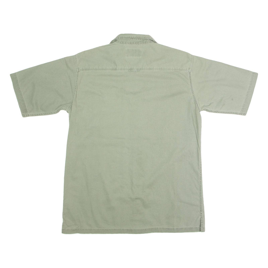 REDHEAD Fish Embroidery Mens Plain Shirt Green 90s M