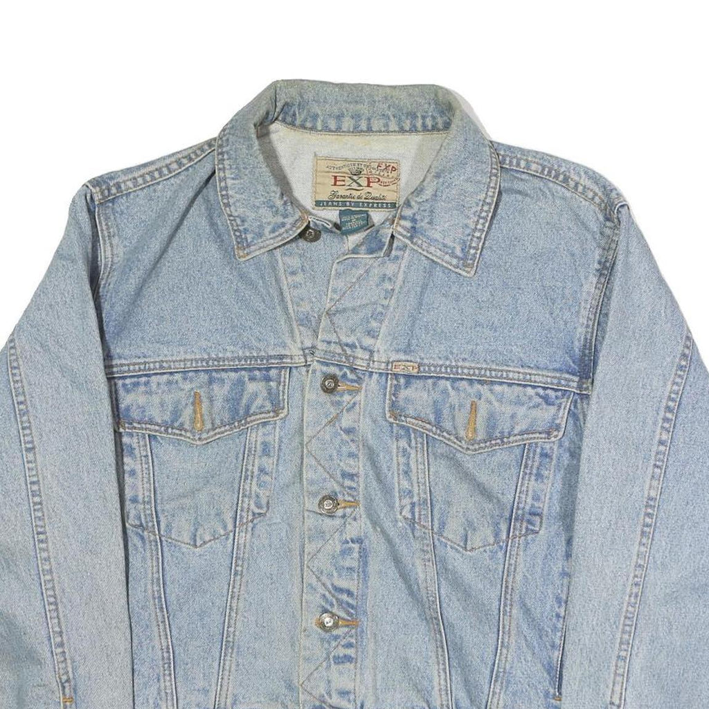EXP Mens Blue Denim Jacket M Cotton Classic Button Closure Casual Denim Jacket