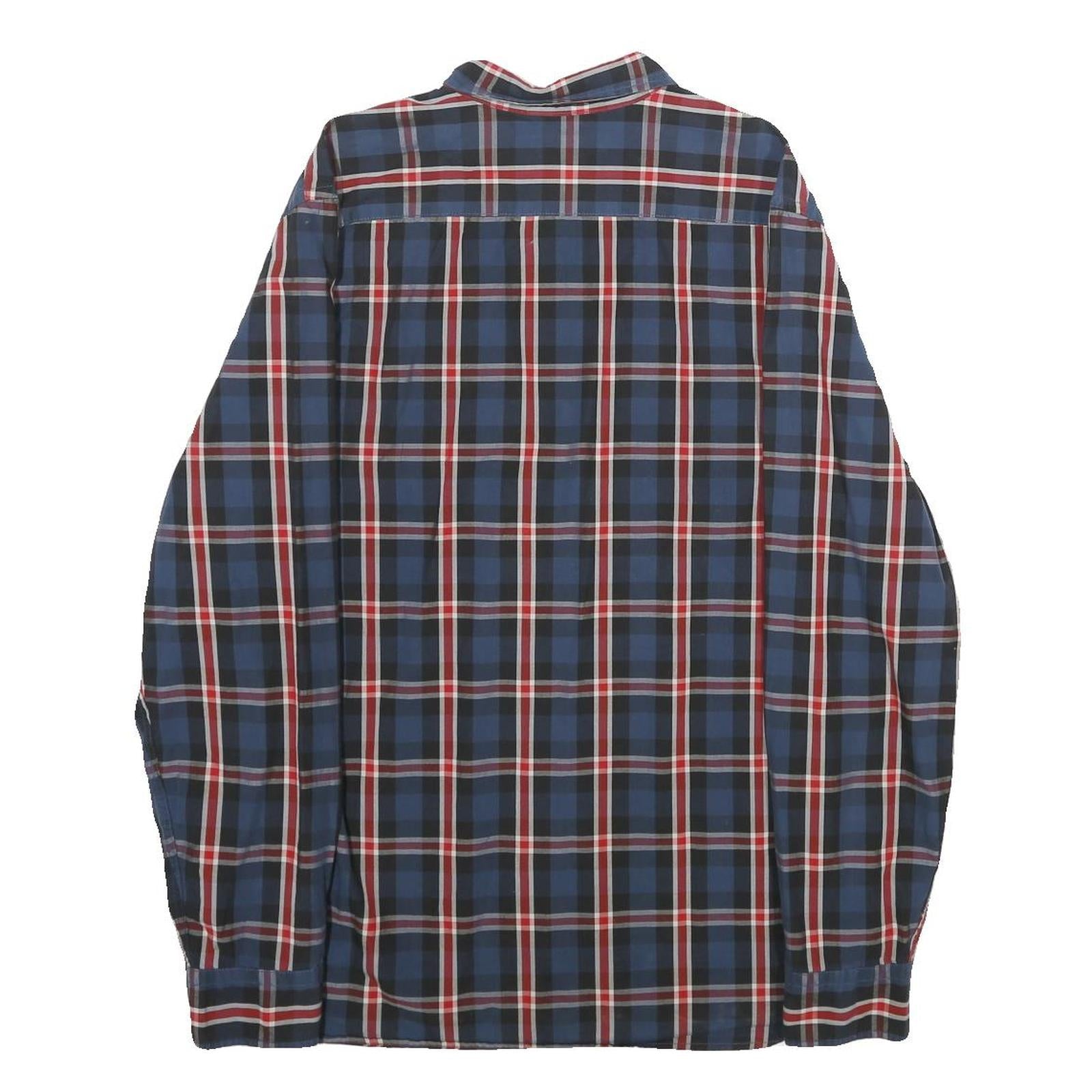 LEVI'S Mens Blue Red & White Check Shirt L Cotton Long Sleeve Casual Button