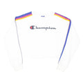 CHAMPION Womens White & Multi Colour Sweatshirt Crew Neck M Cotton Blend Stripe