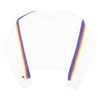 CHAMPION Womens White & Multi Colour Sweatshirt Crew Neck M Cotton Blend Stripe