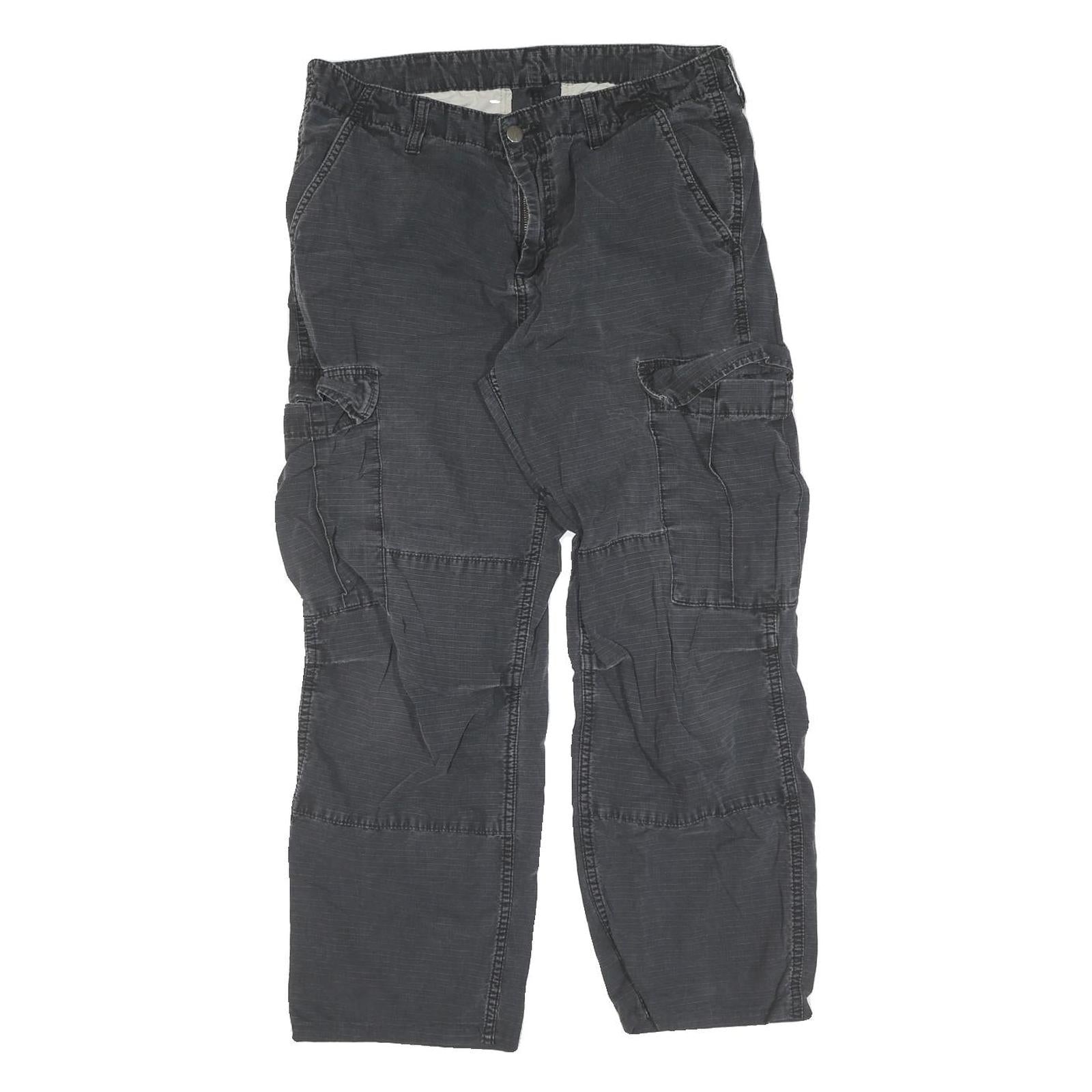 CARHARTT Mens Cotton Black Regular Cargo Trousers W33 L26 Durable Workwear