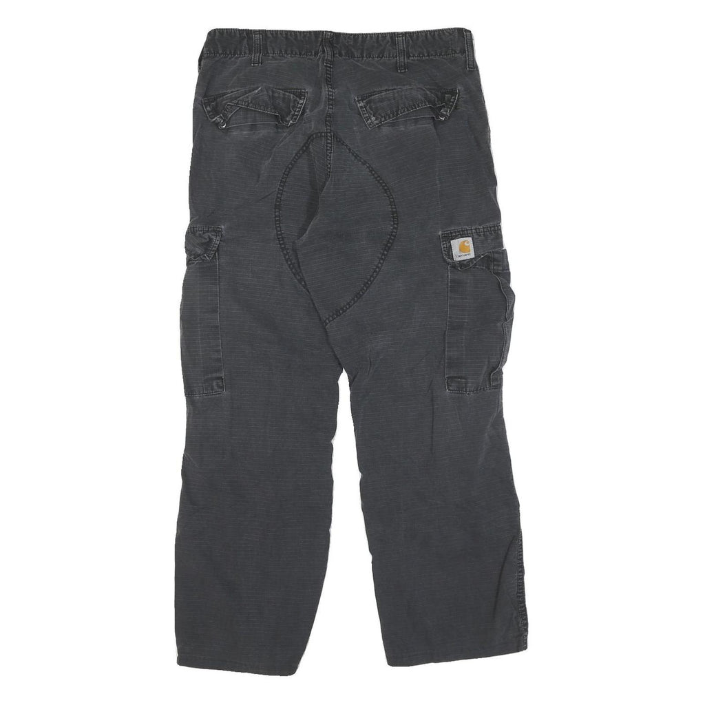 CARHARTT Mens Cotton Black Regular Cargo Trousers W33 L26 Durable Workwear