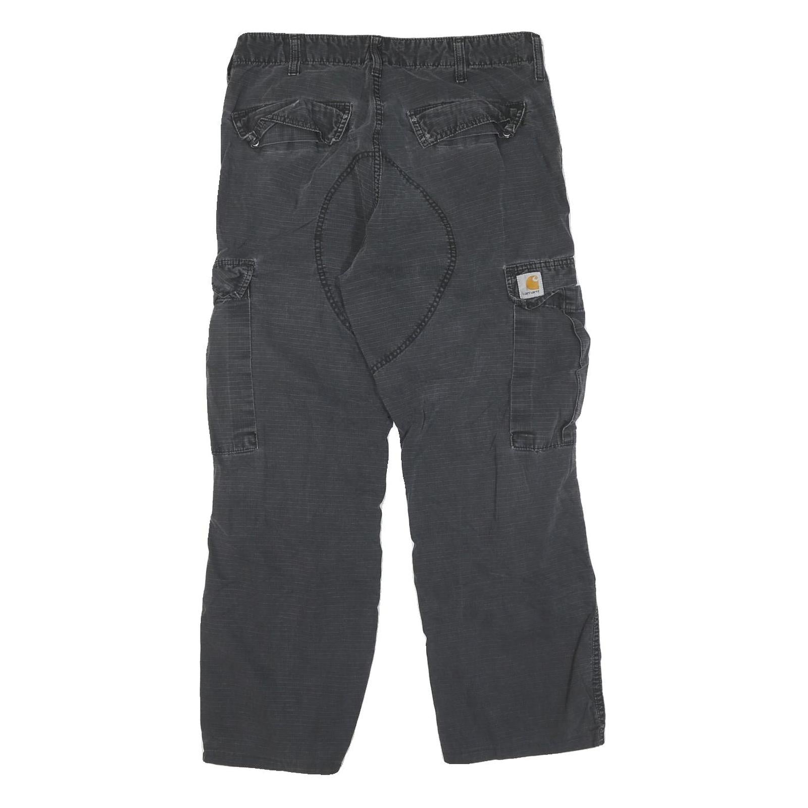 CARHARTT Mens Cotton Black Regular Cargo Trousers W33 L26 Durable Workwear