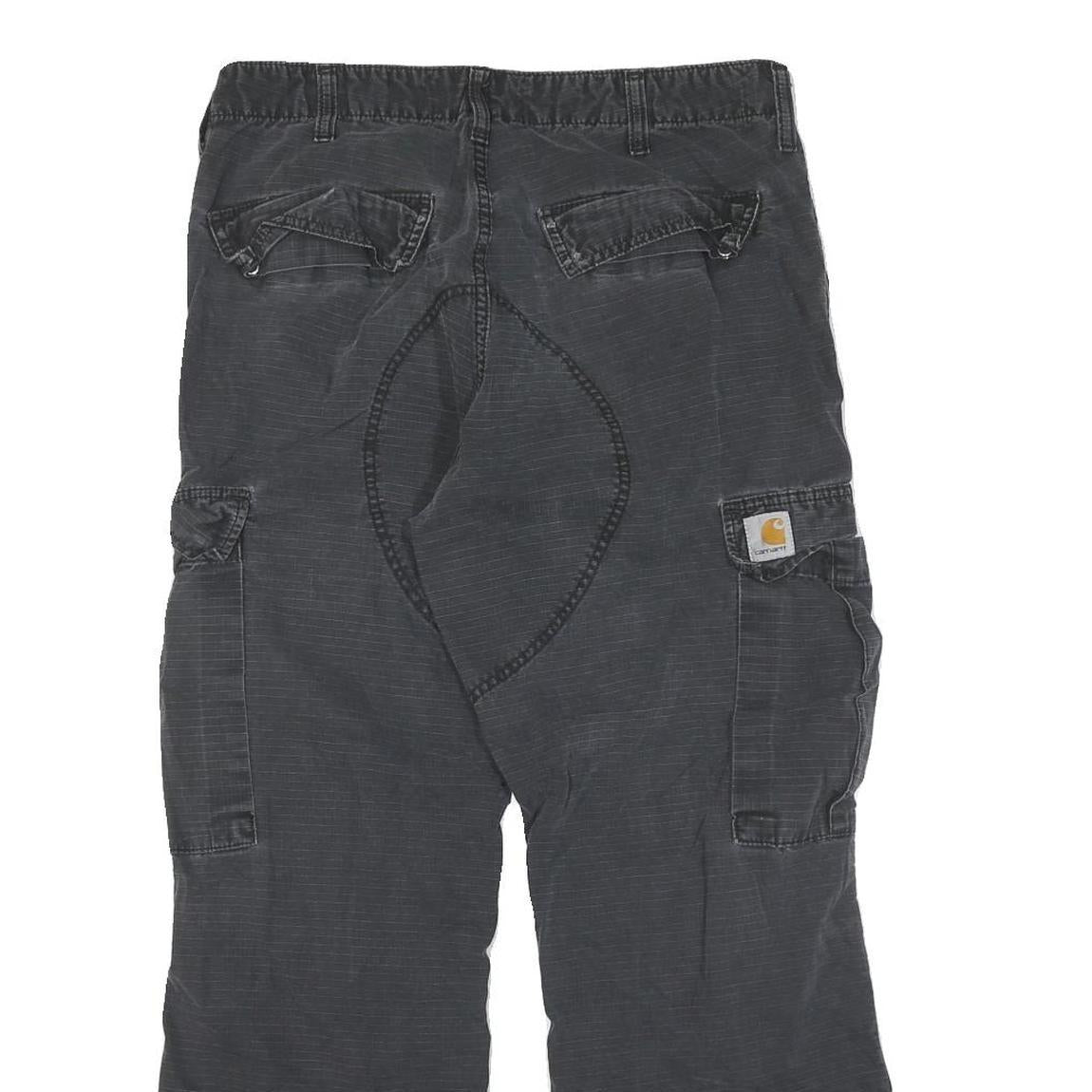 CARHARTT Mens Cotton Black Regular Cargo Trousers W33 L26 Durable Workwear