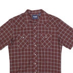 WRANGLER Mens Red & Grey Checked Short Sleeve Shirt M Casual Western Button