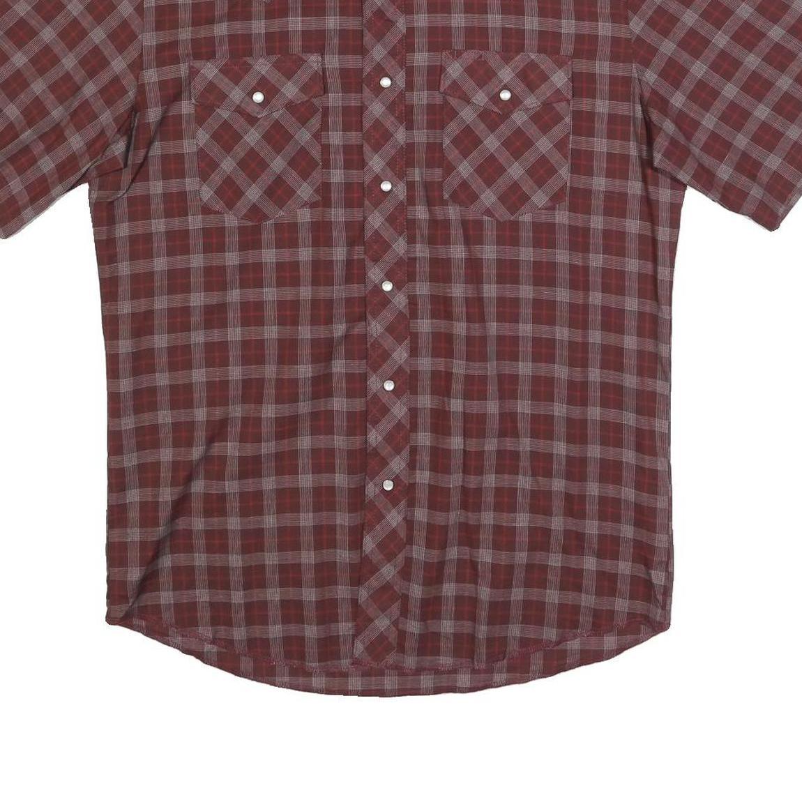 WRANGLER Mens Red & Grey Checked Short Sleeve Shirt M Casual Western Button