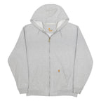CARHARTT Mens Grey Hoodie L Full Zip Cotton Blend Casual Sweatshirt