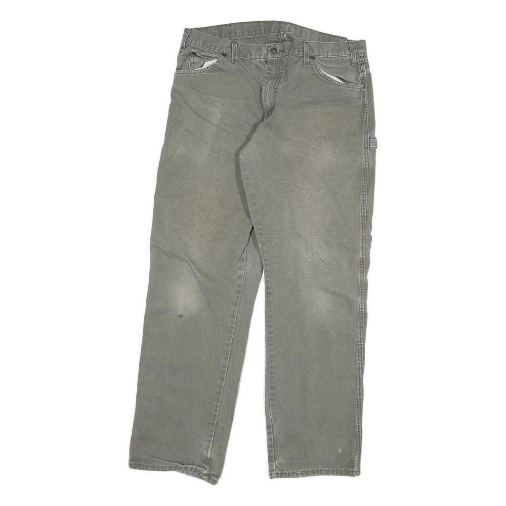 DICKIES Mens Regular Fit Green Denim W35 L32 Workwear Zip Closure Jeans