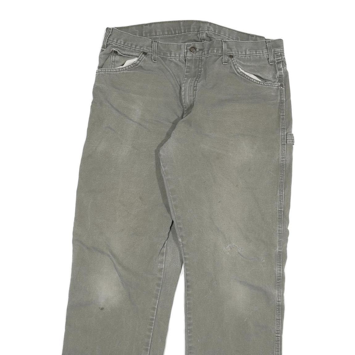 DICKIES Mens Regular Fit Green Denim W35 L32 Workwear Zip Closure Jeans