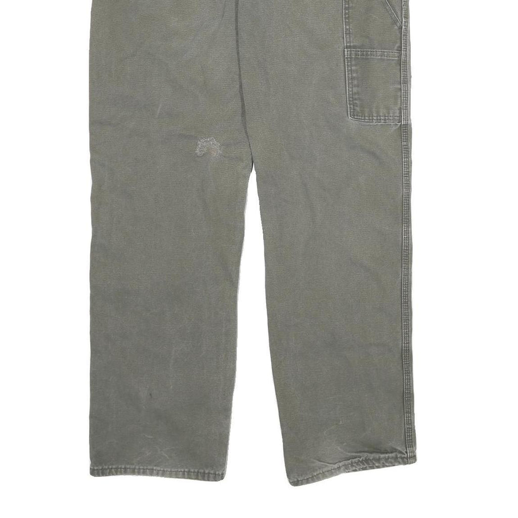 DICKIES Mens Regular Fit Green Denim W35 L32 Workwear Zip Closure Jeans