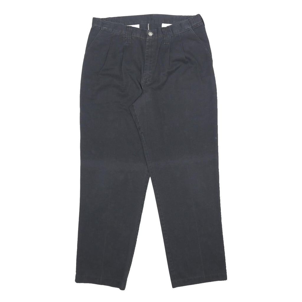 DICKIES Mens Relaxed Black Cotton Blend Trousers W36 L32 Workwear Straight Fit