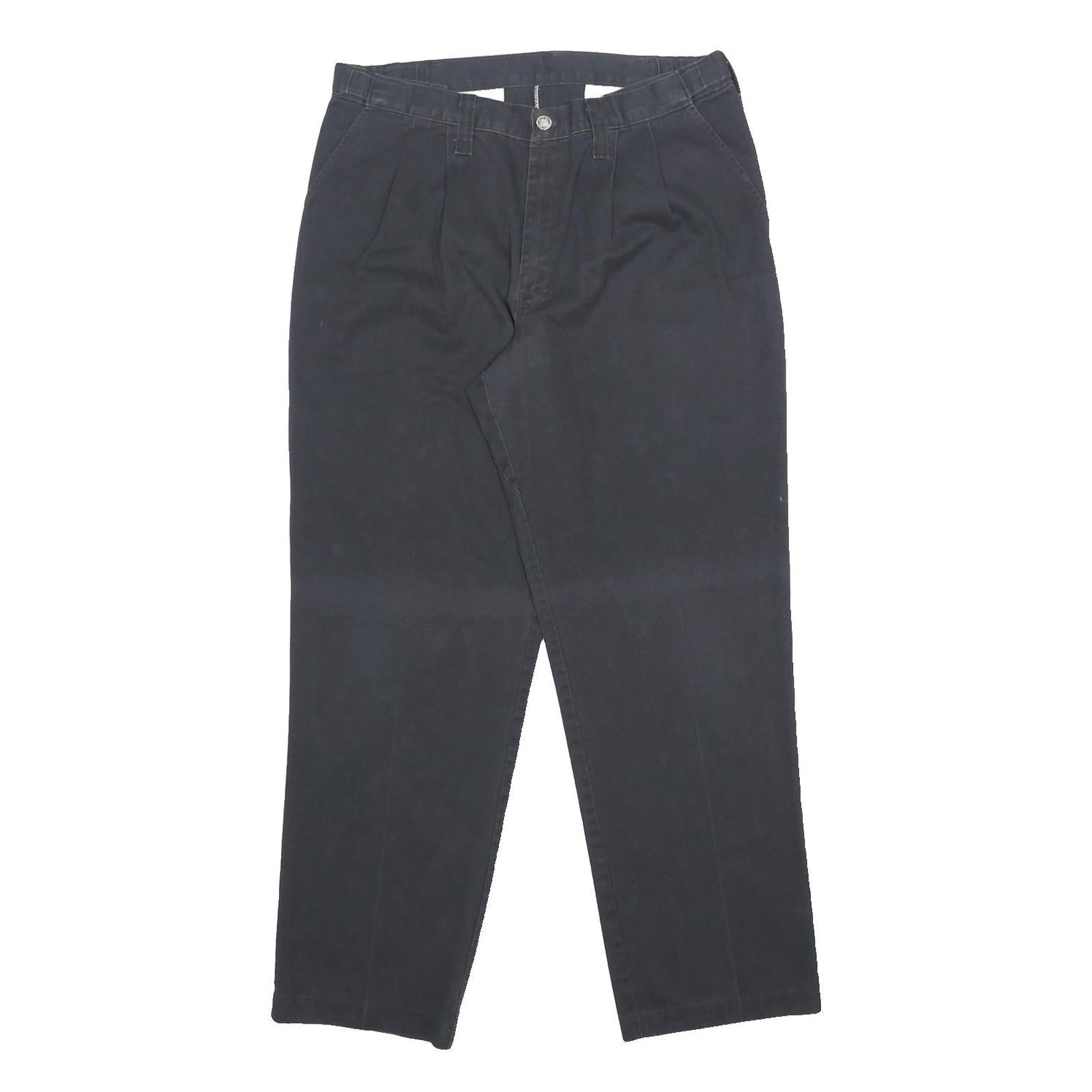 DICKIES Mens Relaxed Black Cotton Blend Trousers W36 L32 Workwear Straight Fit