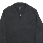 CALVIN KLEIN Mens Charcoal Grey Plain Pullover Jumper Zip Collar Cotton XL