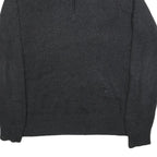 CALVIN KLEIN Mens Charcoal Grey Plain Pullover Jumper Zip Collar Cotton XL