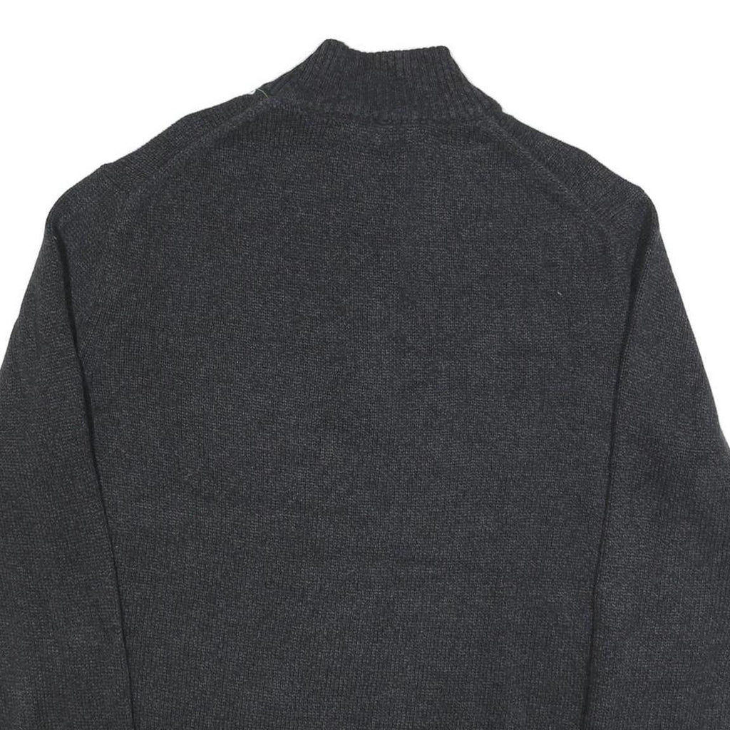 CALVIN KLEIN Mens Charcoal Grey Plain Pullover Jumper Zip Collar Cotton XL
