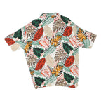 BREEZY Mens White Red Green Orange Leaf Print Shirt S Summer Casual Tropical
