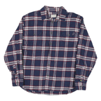 JACHS Mens Blue & White Check Shirt L Cotton Blend Casual Long Sleeve Relaxed